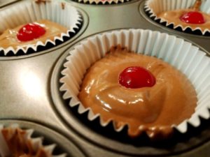 Cherry in the center of the cupcake