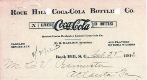 Rock Hill Coke history letter
